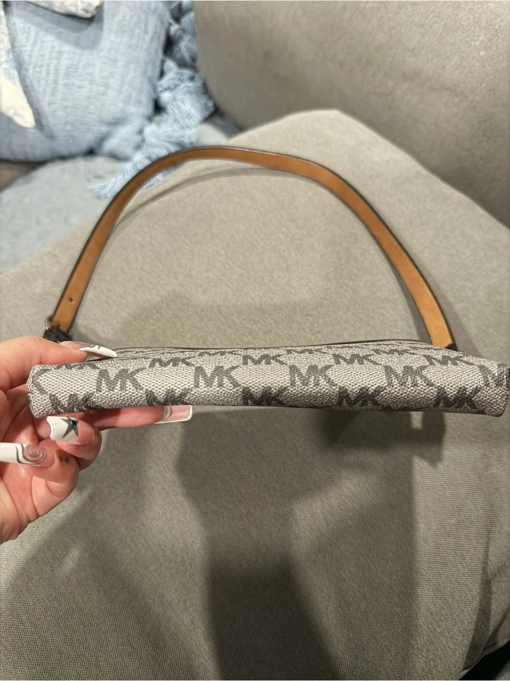 Michael Kors Gray and Black Mini Monogram Shoulder Bag
